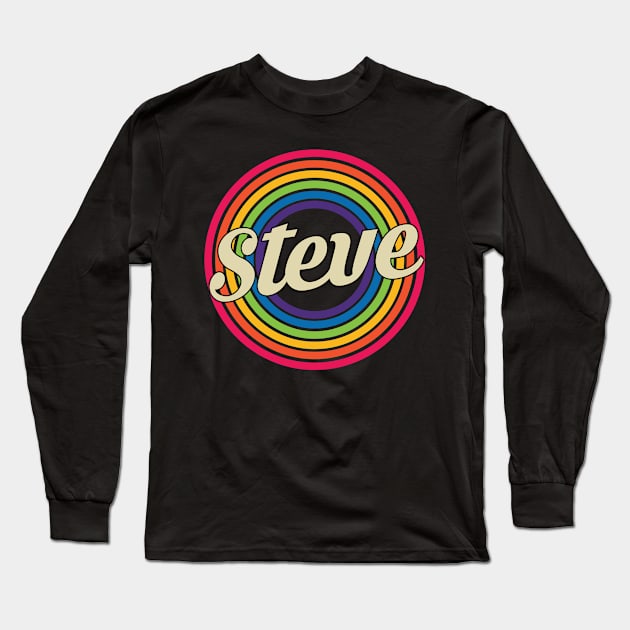 Steve - Retro Rainbow Style Long Sleeve T-Shirt by MaydenArt